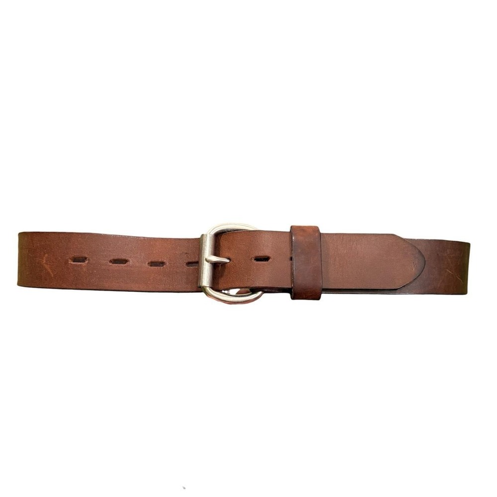 Cabelas Leather Brown Belt Size 32 /90 1379 Solid Brass Buckle